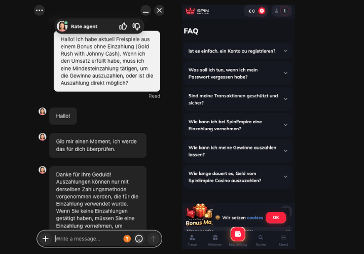 spinempire casino support