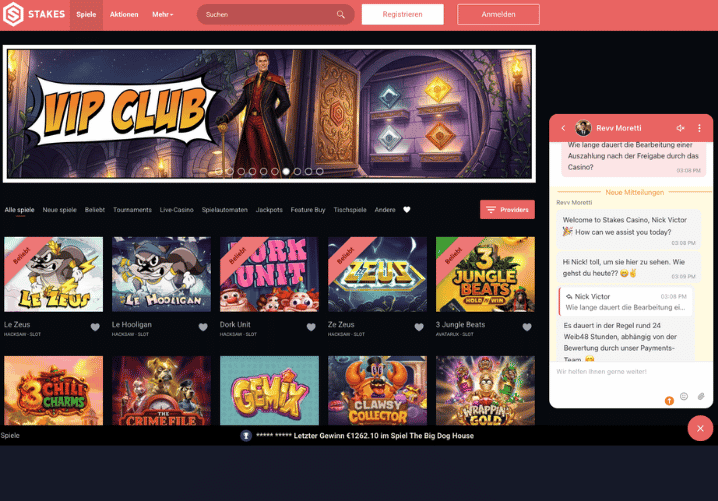 stakes casino kundenservice screenshot