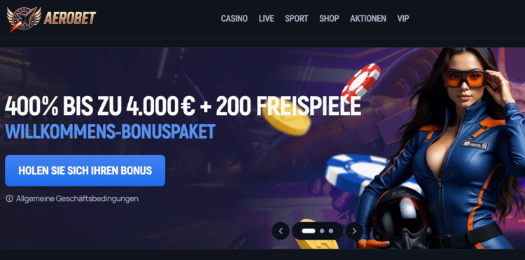 aerobet casino bonus screenshot