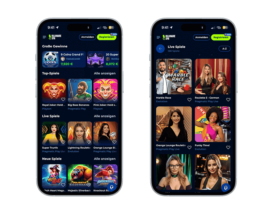 Billionaire Casino App Screenshot