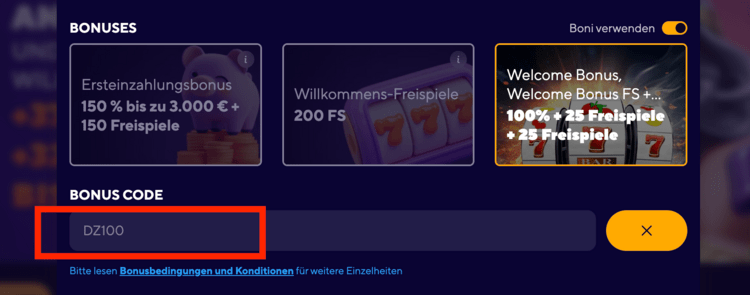 dazard casino bonus code