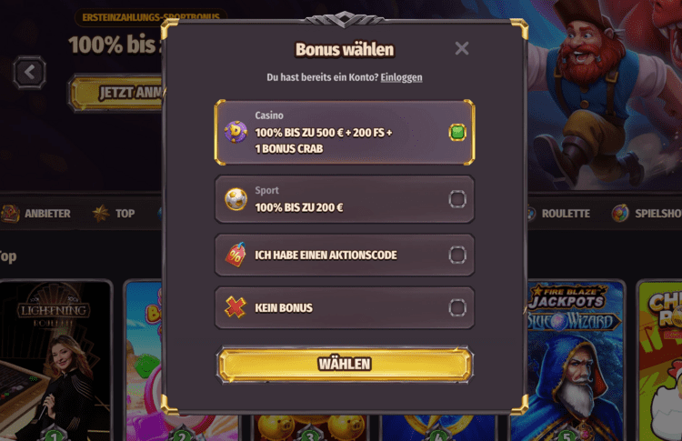Dragonia Casino Bonus Screenshot