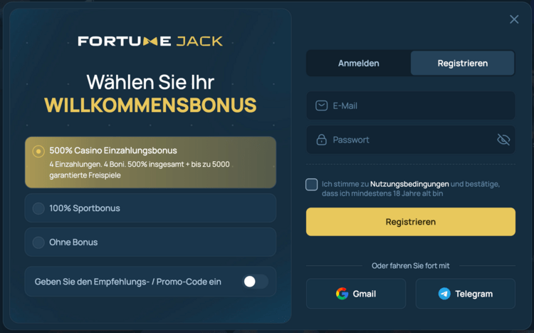 fortunejack casino bonus screenshot