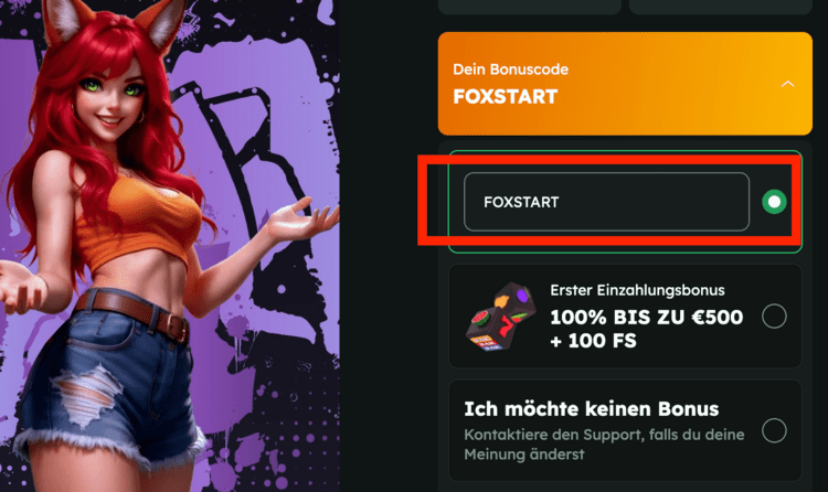 foxslots casino bonus code