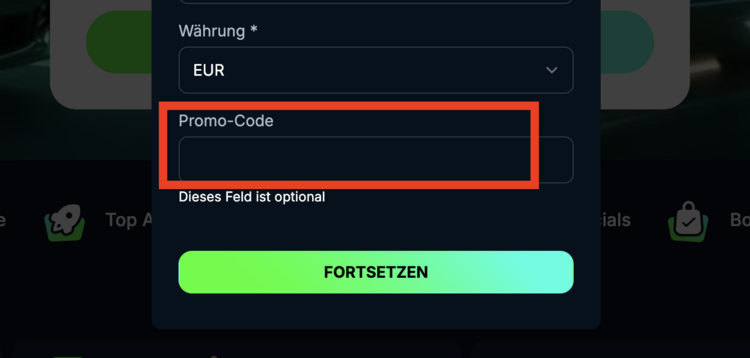 go4casino promo code screenshot