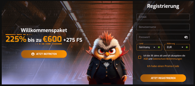 hugo casino bonus screenshot
