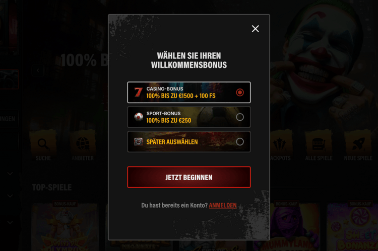 jokery casino bonus screenshot