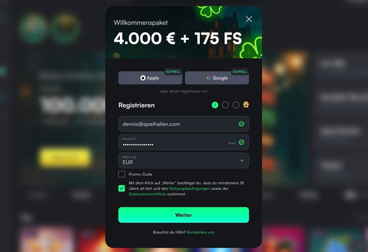 trueluck casino bonus screenshot