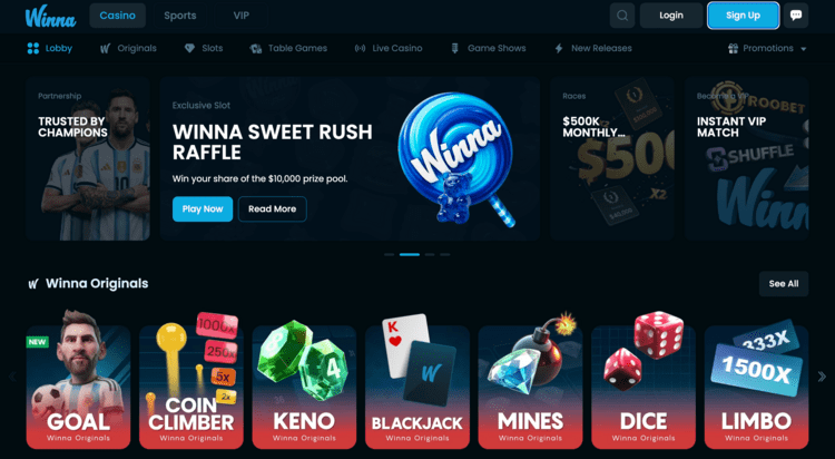 winna casino screenshot