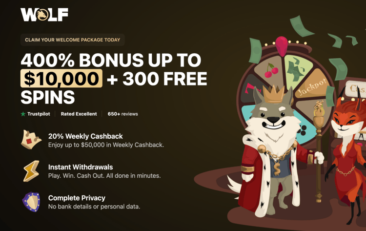 wolfio casino bonus screenshot